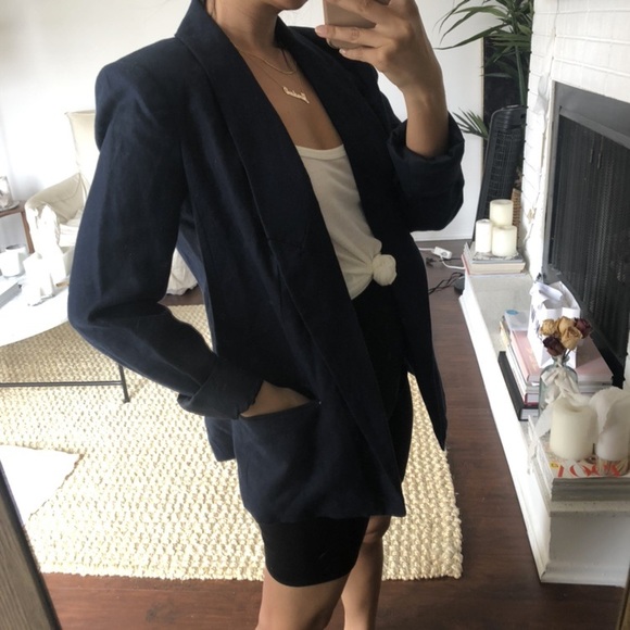 Michael Kors Navy Linen Blazer - Picture 2 of 3